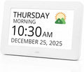 Robin Clock 2026 with Day and Date for Elderly, Clocks for Seniors, Dementia Clock, Digital Calendar Elderly, Bedside Clocks Seniors, Alzheimers Products, Dementia Clocks Large, White