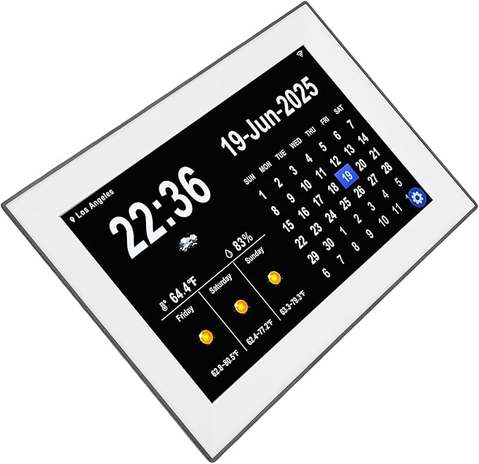 Focket Digital Clock with Date and Day, 10.1 Inch Large Display Touchscreen Calendar Clock 64 Alarms 64 Reminders, Dementia with Temperature Humidity for Elderly Seniors (US Plug)