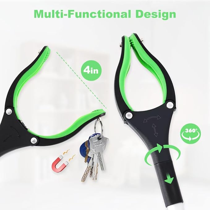 3 PCS 19/32/43'' Foldable Lightweight Pickup Stick, Heavy Duty Strong Grip Magnetic Tip Trash Picker, Rotating Claw Reacher Grabber Tools for Gravida Elderly Wheelchair Handicap Reaching Mobility Aids