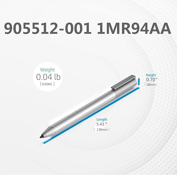 Genuine Digital Stylus Pen for HP Envy/Spectre 2-in-1 Series Laptops, Support MPP with Pressure Sensitivity, Compatible HP Active Pen 1MR94AA/905512-001, Silver