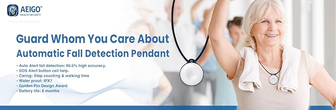 Fall Alert Pro Automatic Fall Detection Pendant No Monthly Fees 2-Way Voice for Seniors