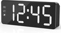 KWANWA Bedside Clock with Oversized Buttons, 2.4'' LED Digits Display, 24H Memory & Battery Save Mode, Ideal for Kitchen/Garage/Hurricane Preparedness (Includes 59" Charging Cable)