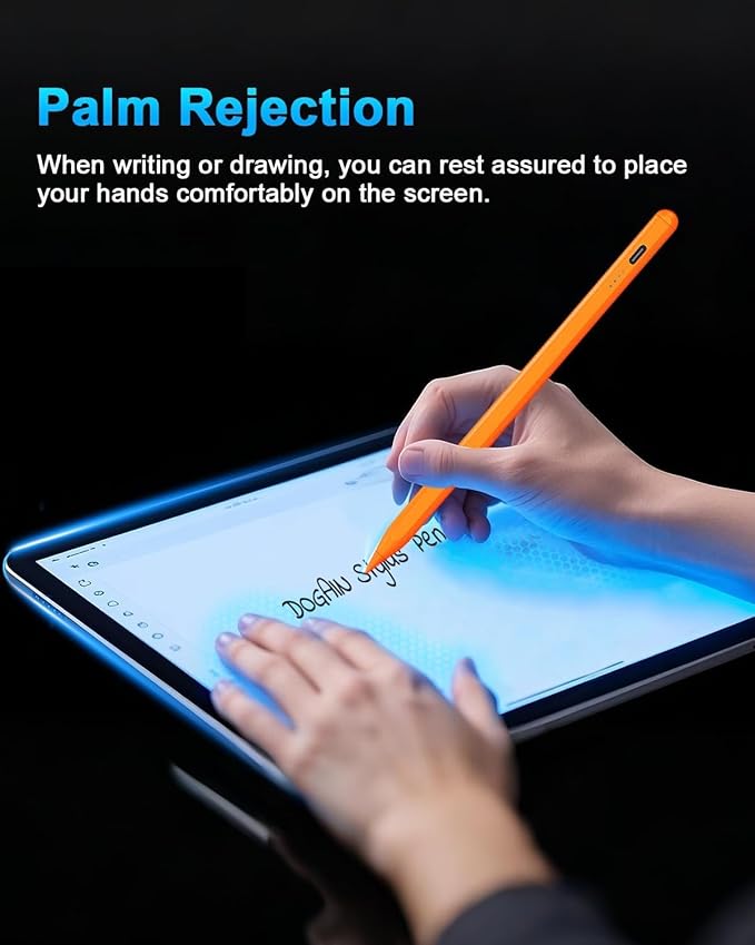Stylus Pen for iPad - Type-c Charging Pencil for ipad Palm Rejection Active Pen Compatible with (2018-2026) Apple iPad 6/7/8/9/10/11(A16), Pro 11"/12.9"/13"M4/M5, Air 3/4/5/M2/M3/M4, Mini 5/6 (Orange)