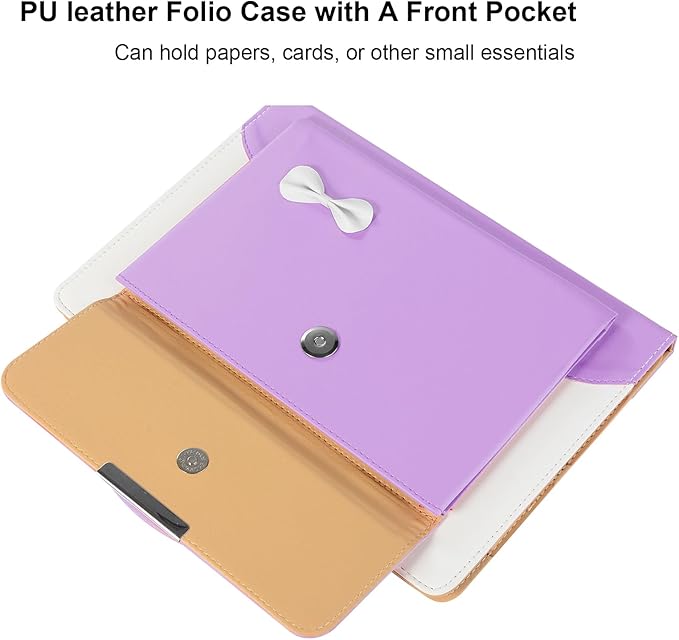 Dteck for iPad Air 13" M2/M3/M4, Pro 13" M4/M5, Pro 12.9" 3rd/4h/5th/6th Gen Smart Folio Case with Auto Sleep Wake, Stand, Handle, Pocket, Handbag Style PU Leather Protective Cute Bowknot Cover, Pink