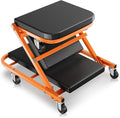 Auto Dynasty 40" Z-Creeper Seat, 2-in-1 Foldable Garage Creeper Shop Seat, 330 LBS Capacity Automotive Mechanic Repair Under Car Rolling Creeper Seat, Orange