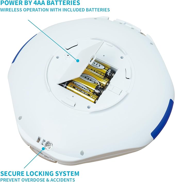 28-Day Automatic Pill Dispenser with Alarm for Elderly Sound and Light Alerts Locked Medication Organizer