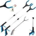 3 Pack Grabber Tool - 32 Inch (2 Pcs) Foldable with Magnet & 16 Inch (1 Pc) Fixed, 360° Rotating Jaw on All, Durable Litter Picker & Reacher for Elderly & All Users