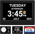 2026 Digital Clock Plug-in (No Battery), Power Outage Memory, DST Display Time, Date, Month, and Year Large-Font Clock for the Elderly, 7in Black