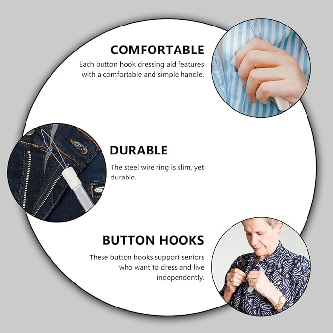 2pcs Button Assist Tool and Simple Zipper Puller, Manual Dressing Aid with Foldable Button Hook for Coat Buttoning and Zipper Pulling, Portable Dressing Assistance for Arthritis