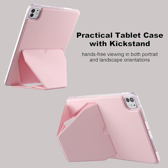 Dteck for Apple iPad Pro 13-inch (M4/M5) 2024/2025 Release Slim PU Leather Case with Stand Function, Easy to Charge Pencil, Lightweight Protective Stylish Cute Thin Tablet Back Cover Shell, Pink