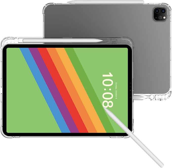 Dteck for iPad Pro 11-inch (M4/M5) Ultra Thin Clear Case 2024/2025 Release with Stylus Pencil Holder Slot - Soft TPU Slim Back Cover, Protective Lightweight Simple Tablet Case Shell (Transparent)