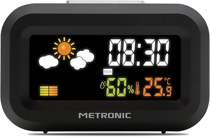 Metronic Alarm Clock, Black/White, PEQUEÑO