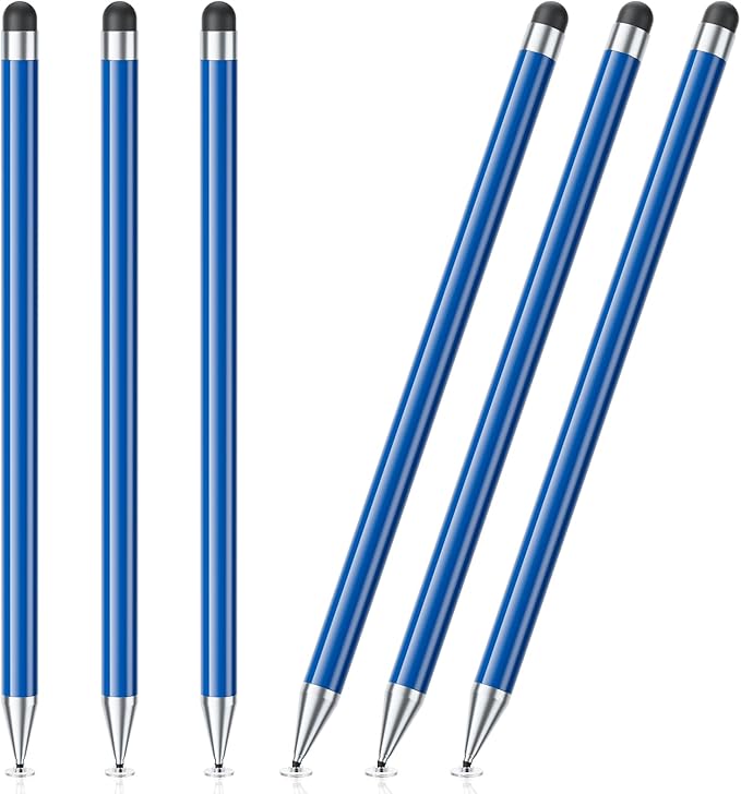Stylus Pen for Touchscreen, 6 PCS Stylus 2-in-1 High Precision and Sensitivity, Suitable for iPad/iPhone/Samsung/Android Smartphone and Tablets, Compatible with Capacitive Touch Screen (Klein Blue)