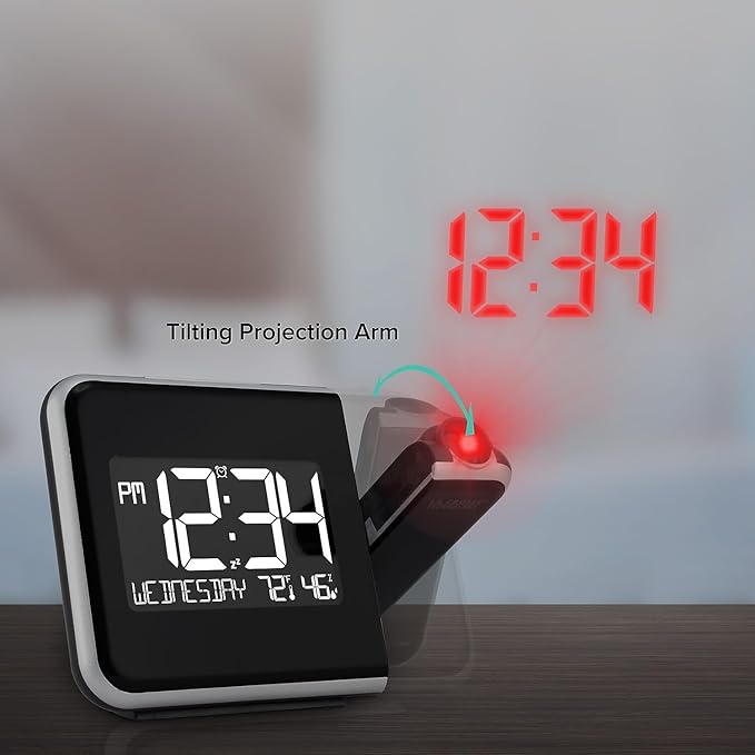 La Crosse Technology 616-1412 Projection Alarm Clock with Indoor Temperature