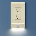 3 Pack - SnapPower MotionLight [for Décor Outlets] - Motion Detecting LED Night Lights Built-in to Wall Plate - Bright/Dim/Off Options - Auto On/Off Sensor - (Décor, Light Almond)