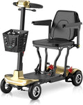 Mobility Scooter for Adults, Seniors - 37.5 lbs Ultra Lightweight Folding Mobility Scooters for Seniors Airport Approved, All Terrain 4 Wheel Motorized Scooter for Travel, 275 lbs Capacity, Gold