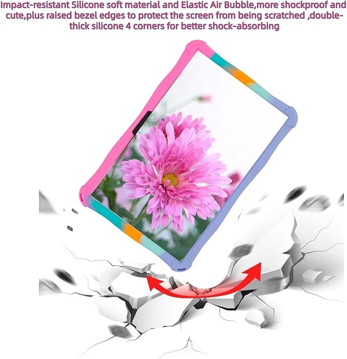 Silicone Tablet Case with Stand/Shoulder Strap/Stylus Pen Compatible with Blackview Tab 90 WiFi,SVITOO P11,Suicoey P80,DOOGEE U11 Pro/T30SE,ApoloSign EP1095T 11" Rainbow