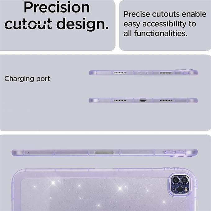 Dteck for iPad Pro 11 Inch M4/M5 (2024/2025 Release) Translucent Tablet Case, Stylish Shimmer Design, Ultra Slim Thin Lightweight, Soft TPU Scratch Resistant Shockproof Protective Cover Shell, Purple