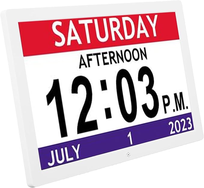 Digital Clock with Large Display, 12 Alarms & Adjustable Brightness, Calendar Function for Elderly & Seniors, Home, Office