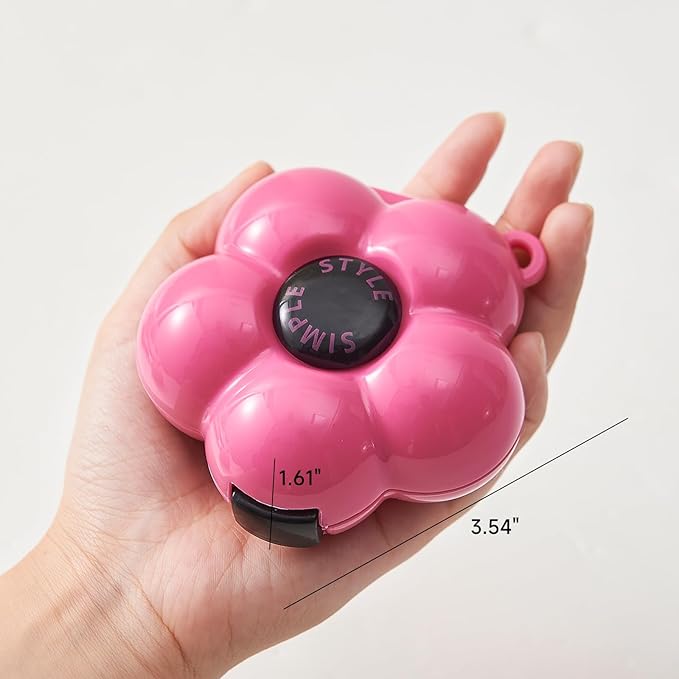 2 Pack Small Pill Organizer Travel Pill Case for Purse, 6 Compartment Pill Box with Stickers, Floral Smiley Weekly & Daily Vitamin Medication Organizer(Hot Pink)