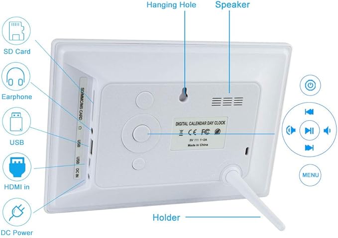 Aowasi Digital Calendar Clock, 12 Custom Alarm Options, Calendar Clock with Day and Date Display 7-Inch Large Display, Digital Clock for Seniors Dementia Alzheimer Memory Loss Vision Impaired Elderly