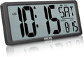 XREXS Large Digital Wall Clock, Battery Operated Alarm Clocks for Bedroom Home Decor, Count Up & Down Timer, 14.17 Inch Large LCD Screen with Time/Calendar/Temperature Display (Batteries Included)