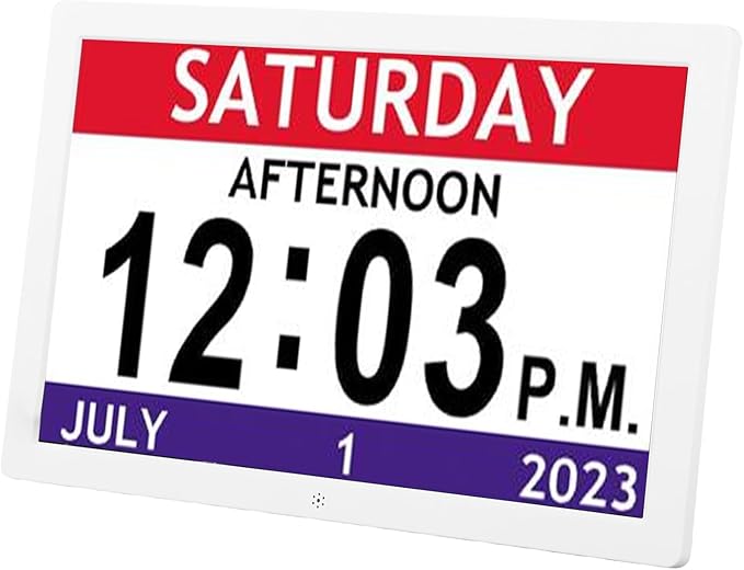 Digital Clock with Large Display, 12 Alarms & Adjustable Brightness, Calendar Function for Elderly & Seniors, Home, Office