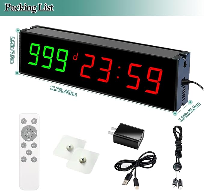 Digital Days Countdown Timer Clock,Retirement Countdown Calendar up to 999 Days,Count Timing Up Stopwatch,LED Wall Clock with Remote control for Wedding Birthday Event Sports Vacation Examination