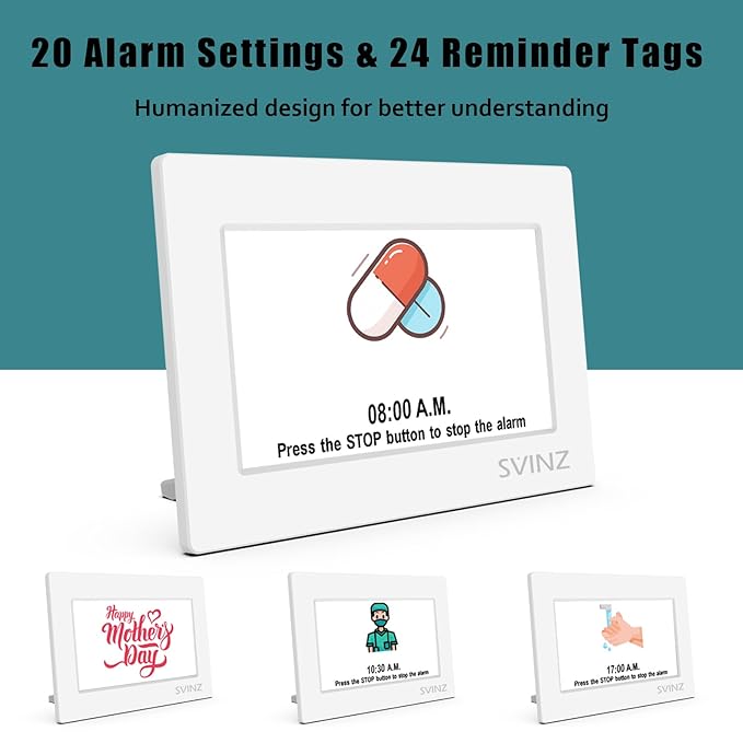 Dementia Clock for Seniors, Large Number Digital Calendar Clock with Date and Day of Week for Elderly Alzheimer, 20 Custom Alarms and Tags