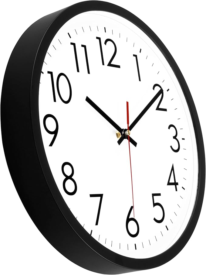 Lumuasky Wall Clock Silent Non-Ticking 12 Inch Quartz Battery Operated Round Analog Wall Clock with Easy to Read Large Numbers for Classroom,School, Office, Living Room, Bedroom,Kitchen