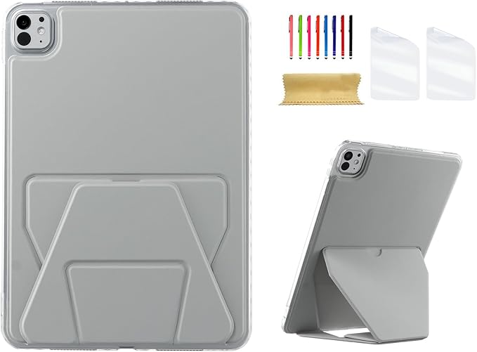 Dteck for Apple iPad Pro 13-inch (M4/M5) 2024/2025 Release Slim PU Leather Case with Stand Function, Easy to Charge Pencil, Lightweight Protective Stylish Cute Thin Tablet Back Cover Shell, Gray