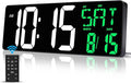 17 Inch Large Digital Wall Clock with Remote Control, Automatic Brightness Dimmer Digital Wall Clock Large Display with Day/Date/Temperature, Snooze, Count Up & Down Timer for Living Room, Office, Gym