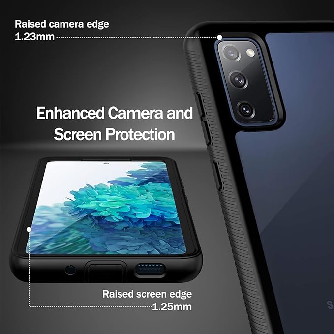 wahhle Compatible with Samsung Galaxy S20 FE 5G Case, Built in Screen Protector Full Body Shockproof Slim Fit Bumper Protective Phone Cover for Samsung S20 FE 5G Men Women-Black/Clear
