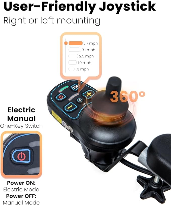 33lbs Lightweight Electric Wheelchair, Foldable Electric Wheelchairs for Adults, All Terrain Motorized Wheelchair Mobility Scooters for Adults, Airline Approval