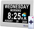 Upgraded Voice-Talking Dementia Clock with Date Time, 27 Alarms Custom Reminders, Sleep Trainer, Large Numbers, Auto DST, 10 Levels Night Dimmer, Digital Calendar Clock for Elderly, with 1.5M Adaptor