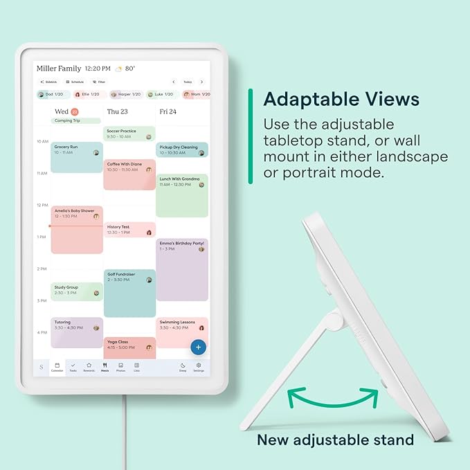 Skylight Calendar 2 - 15-inch Full HD Touchscreen Digital Calendar, Featured on Wirecutter - Wall Planner & Interactive Chore Chart, Smart Family Organizer, 16GB Storage, Wi-Fi, Wall Mount Included - Classic, Lagoon