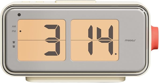 mooas Retro Flip Clock, Auto Flip Alarm Clock, Battery Powered, AM/PM, Home Décor Ideal for Home Office School Hotel Café (Cream)