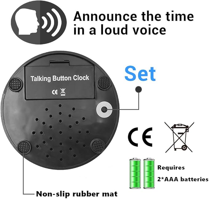 Large Talking Button Clock, Talking Alarm Clock Tells Time, Day and Date, Talking Alarm Clock with Volume Control, Alarm Gift for Clock for Mother,Father,Seniors,Elderly,Blind People