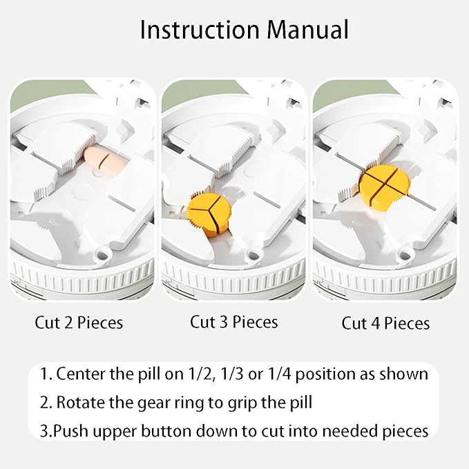 Pill Cutter with Grinder and Water Cup, 7 in 1 Multi-Functional Medicine Splitter(White)