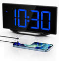 Digital Alarm Clock for Bedroom Bedside, Large Big Numbers Display with Brightness Dimmer, Plug-In Electric Desk Clock with Battery Backup, USB Charging Port, Adjustable Volume, 12/24Hr, Snooze
