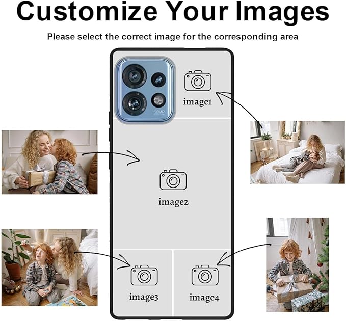 Custom Photo Case for Motorola Moto Edge Plus/Edge+ 2023, Create Your Own Picture Collage Phone Case, Soft Drop Protection, Personalized Anti-Scratch TPU Soft Cover, Gifts for Family Friends, Black