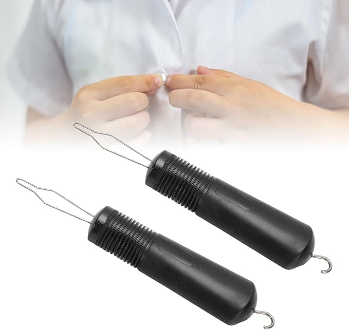 2 Pcs Button Hook and Zipper Pull Helper, One Handed Dressing Aid with C Hook for Zippers and Button, Versatile & Lightweight Assist Tool for Shirt Coat Buttoning