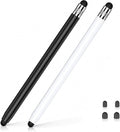HATOKU 2 Packs Stylus Pen for iPad & Touchscreen Devices (Black & White), Dual Tip Rubber Stylus, No Bluetooth/No Charging, High Sensitivity Capacitive Magnetic Pencil for iPad iPhone Android Tablets
