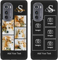 Personalized Picture Case for Motorola Moto Edge 2022 Customized Name Initials Phone Cover, Custom Multi-Picture Collage Shock-Resistant Soft Protective TPU Case, Gifts for Mother's Day, Black