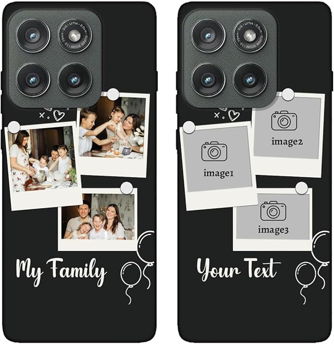 Custom Multi Photos Case for Motorola Moto Edge 2025-6.7 inch, Personalized Gift for Men Women, Customized Collage Text Picture Phone Cover, Soft Rubber Shockproof Protective Case, Black
