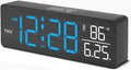DreamSky Wooden Digital Alarm Clocks for Bedrooms – Large Display Desk Clock with Date & Day of Week for Living Room, Temperature, Dimmer, Adjustable Volume, Auto DST, Office Wood Décor (Plug-in)