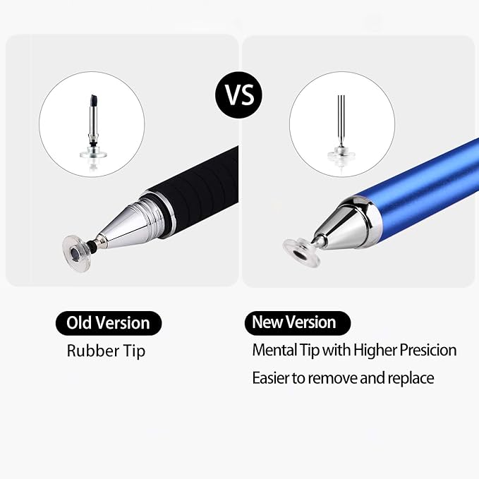 Mixoo Universal Stylus Pen for Touchscreen iPhone iPad Android Tablet Apple Kindle Switch Chromebook Galaxy All Touch Screens, Disc Stylus Pens for Touch Screens (6 Retractable (Black + Blue))
