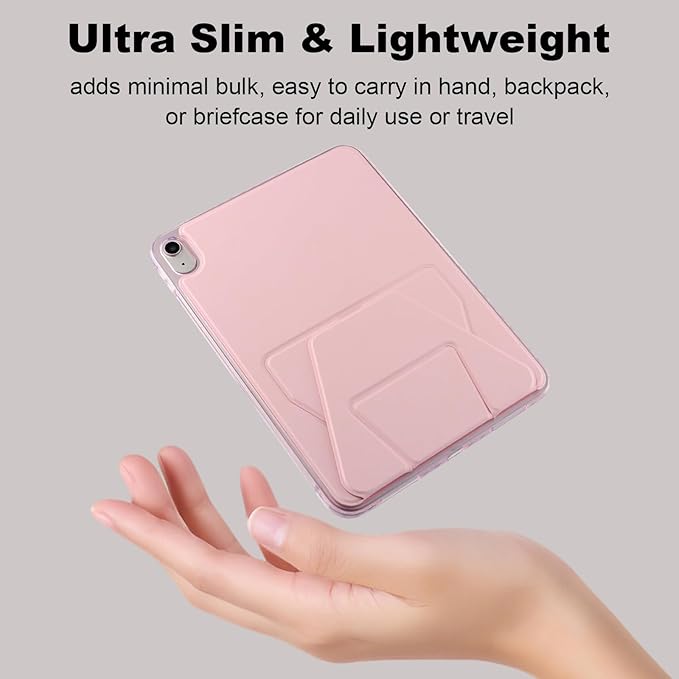Dteck for iPad mini (A17 Pro), Mini 6 (6th Generation) 8.3" Slim Case with Kickstand/2 Screen Protector Films/Stylus, Ultra Thin Lightweight Solid Color PU Leather Protective Back Cover Shell, Pink