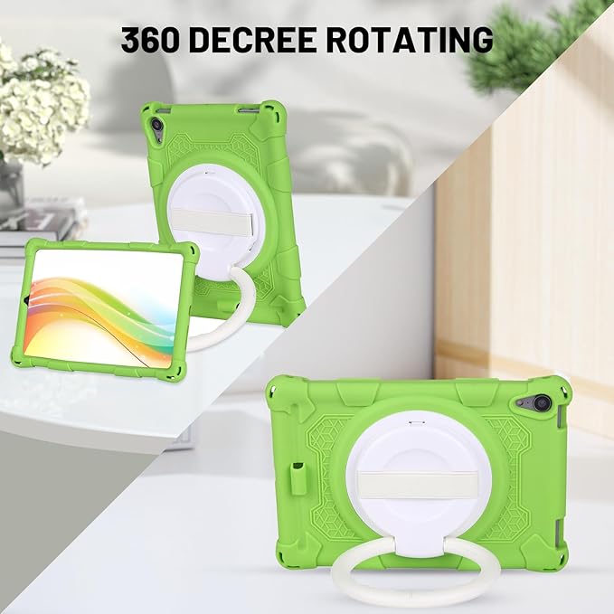 Dteck for iPad mini A17 Pro/iPad mini 6th Generation Back Cover 8.3" 2024/2021 Release, Durable Lightweight Silicone Case with Rotate Kickstand/Handle, Shoulder Strap/Screen Protector Included, Green