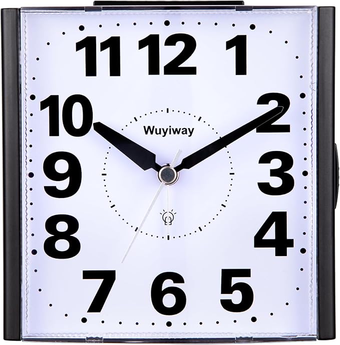4.7" Large Analog Alarm Clock Bedroom, Battery Operated, Readable for Seniors,Lighted on Demand and Snooze, Beep Sounds, Gentle Wake, Ascending Alarm, Easy Set (Black)